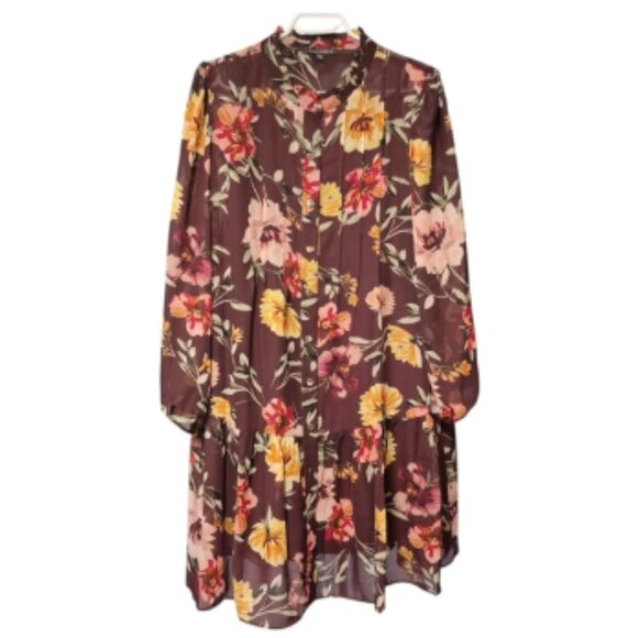 Julia Jordan Floral Long Sleeve Swing Dress Women's Size 14W - Picture 3 of 13